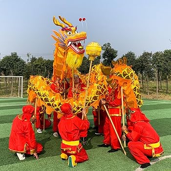 Amazon.com: Quepiem 18M Silk Dragon Dance Costume Folk Dragon